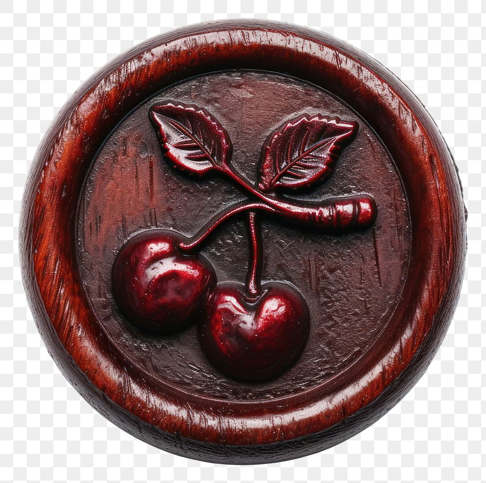 PNG  Seal Wax Stamp cherry white background confiture freshness.