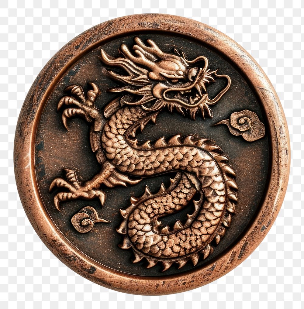 PNG  Seal Wax Stamp chinese dragon jewelry locket bronze.