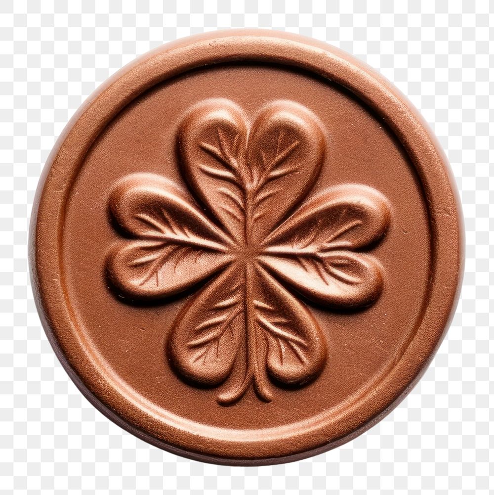 PNG  Seal Wax Stamp clover chocolate dessert white background.