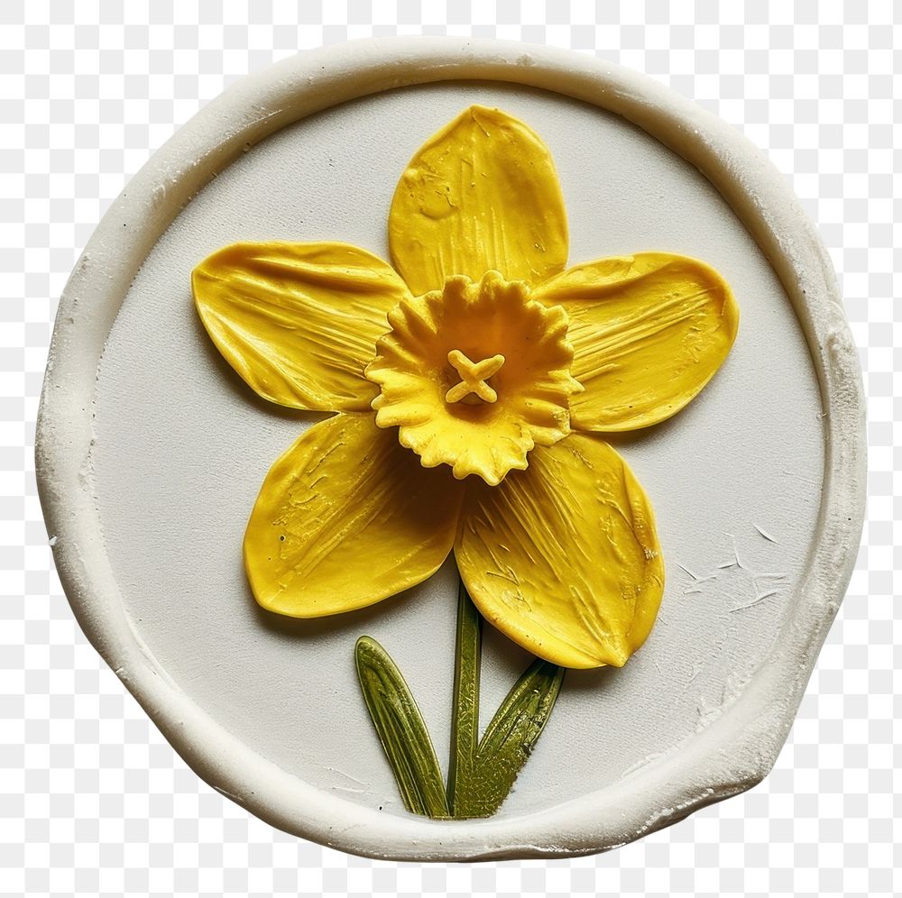 PNG  Seal Wax Stamp daffodil flower plant inflorescence.