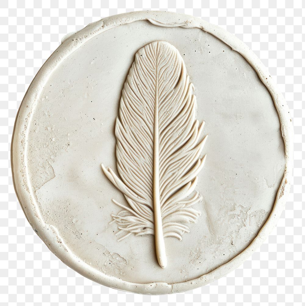 PNG  Seal Wax Stamp feathers money coin white background.