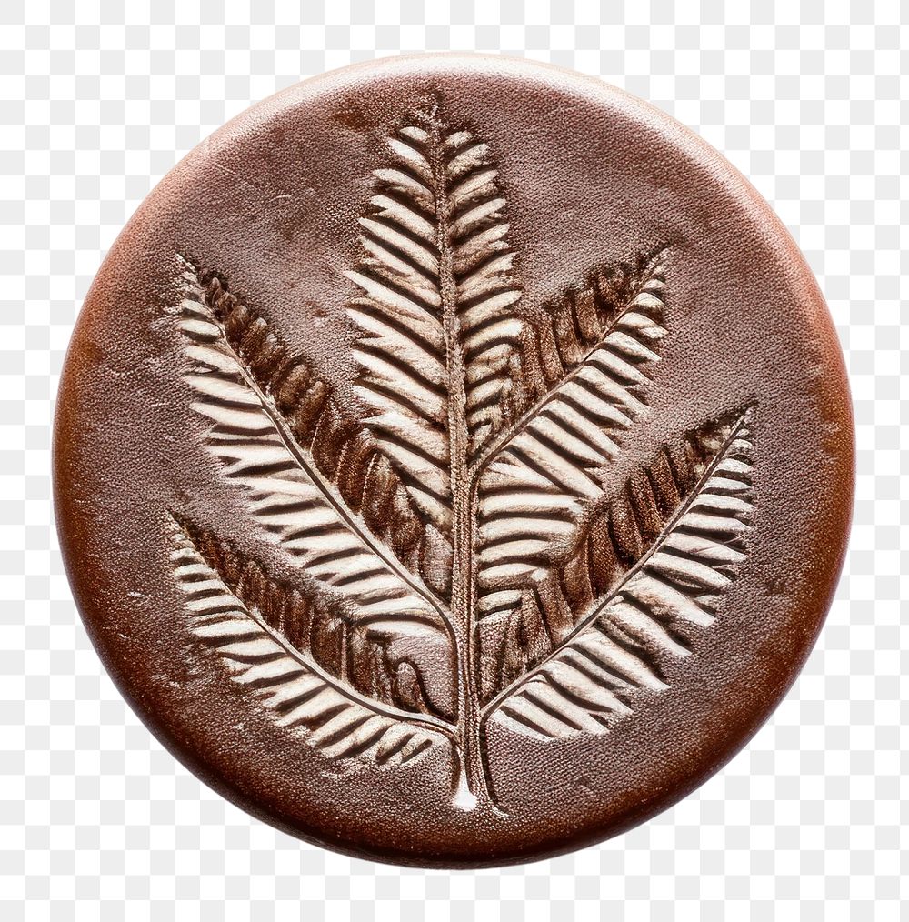 PNG  Seal Wax Stamp fern locket white background confectionery.
