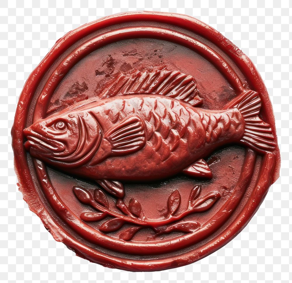 PNG  Seal Wax Stamp fish meat representation currency seafood.
