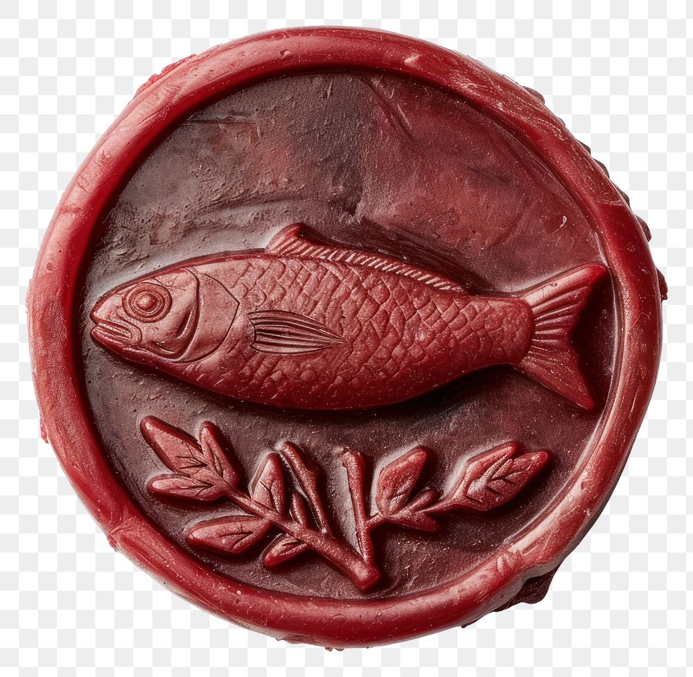 PNG  Seal Wax Stamp fish meat food white background freshness.