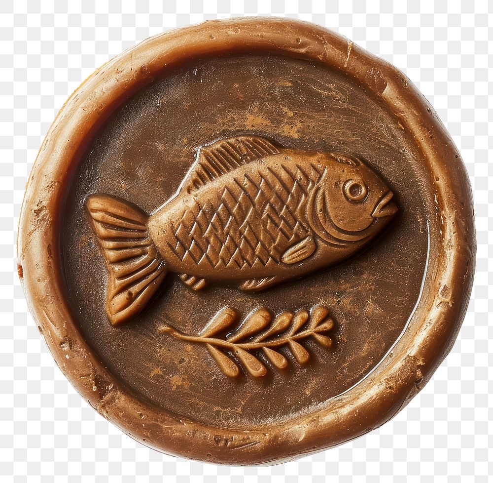 PNG  Seal Wax Stamp fish animal white background freshness.