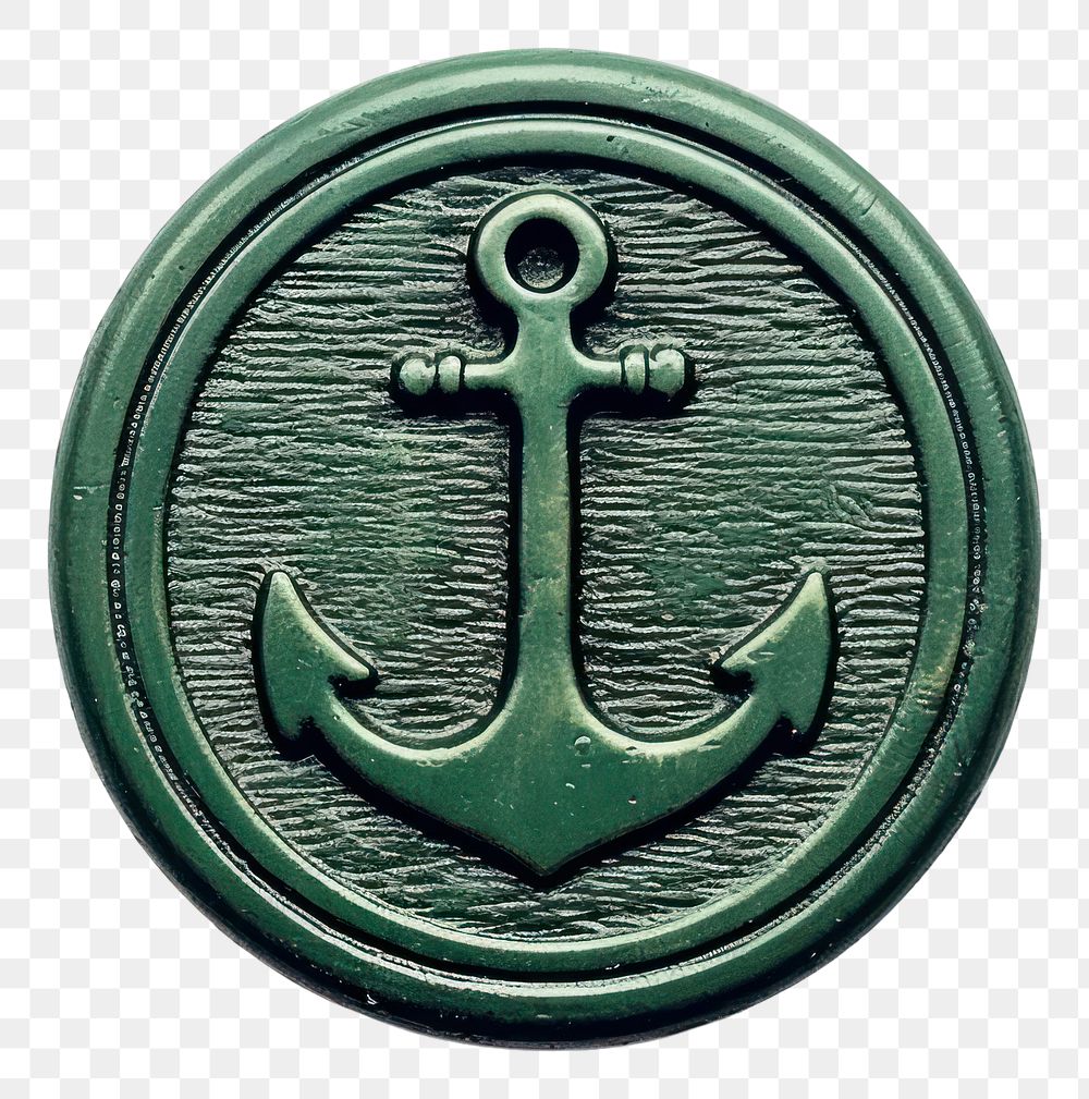 PNG  Seal Wax Stamp green anchor white background electronics hardware.