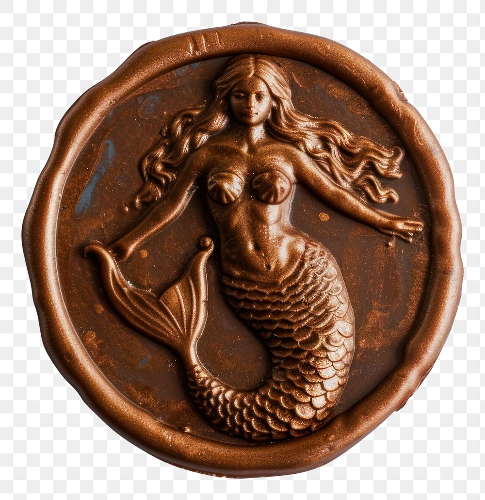 PNG  Seal Wax Stamp mermaid bronze representation sculpture