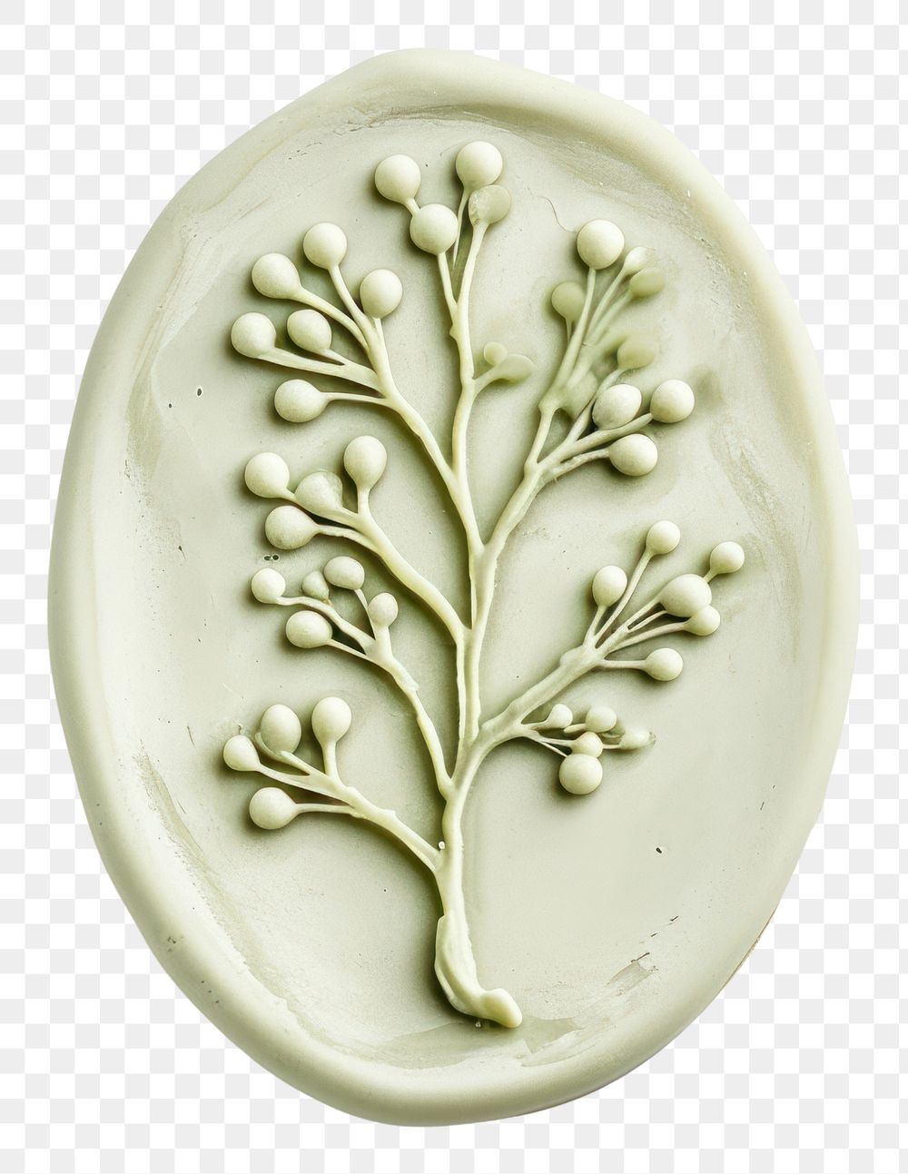 PNG  Seal Wax Stamp mistletoe porcelain jewelry shape.