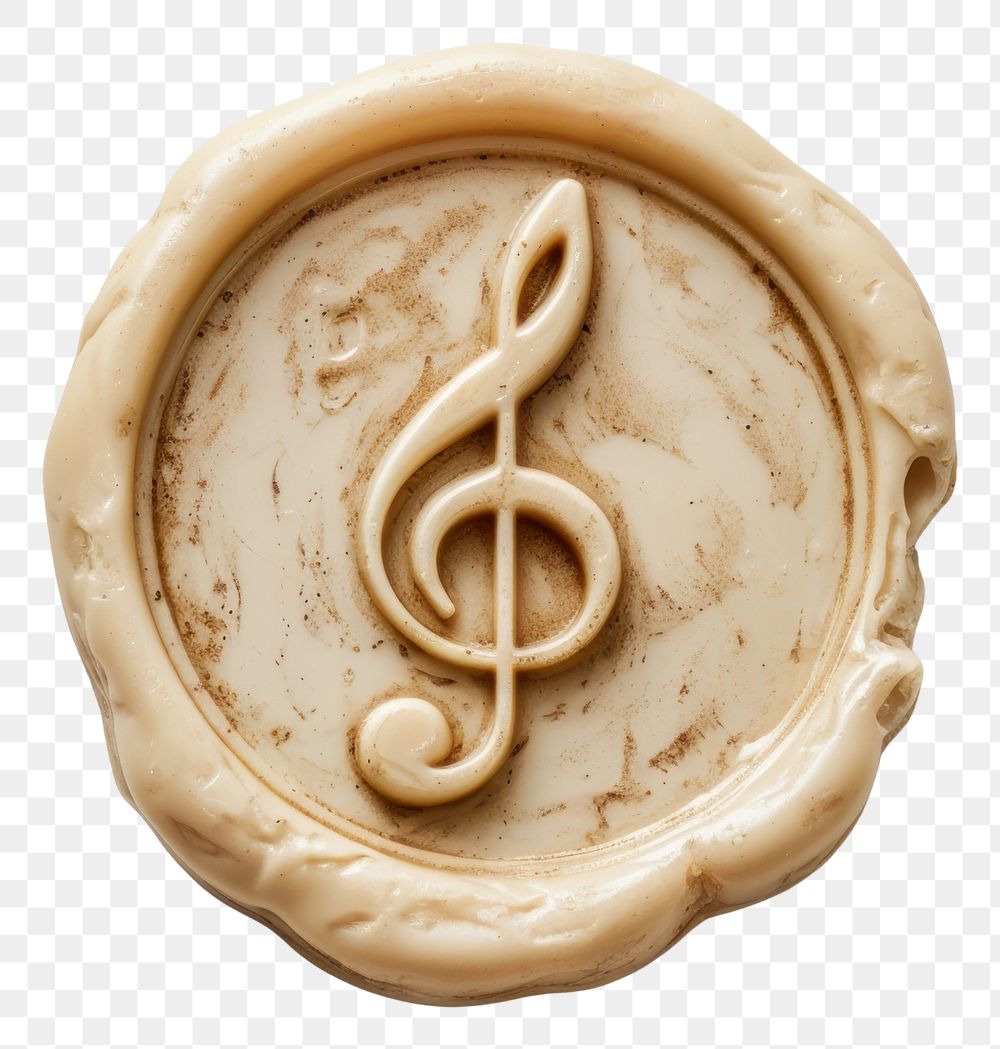 PNG  Seal Wax Stamp music notes white background dessert jewelry.