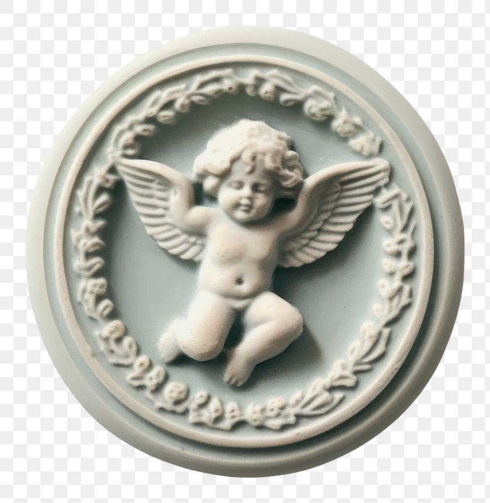 PNG  Seal Wax Stamp of a cherub craft representation accessories.