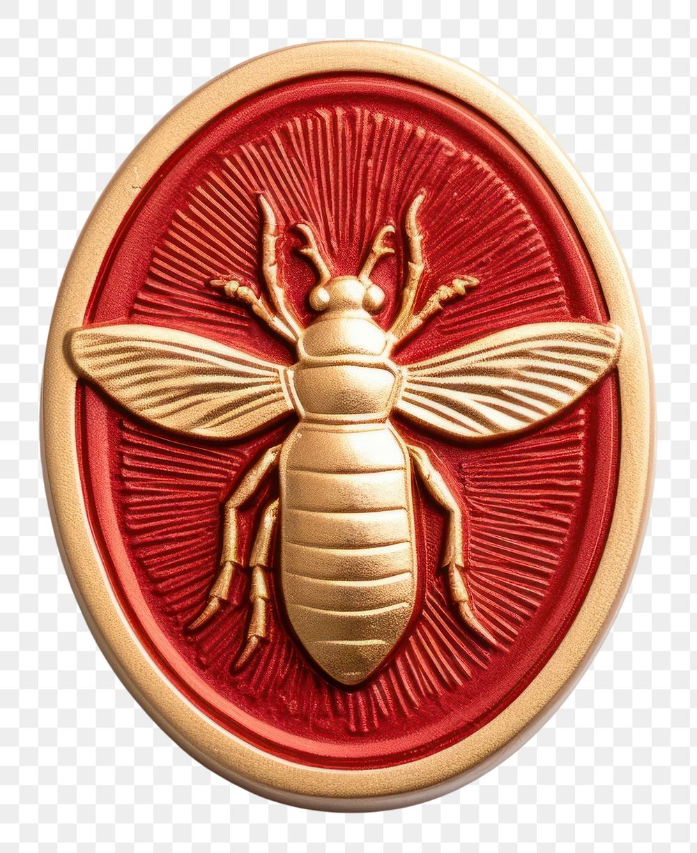 PNG  Seal Wax Stamp of an insect animal shape red.