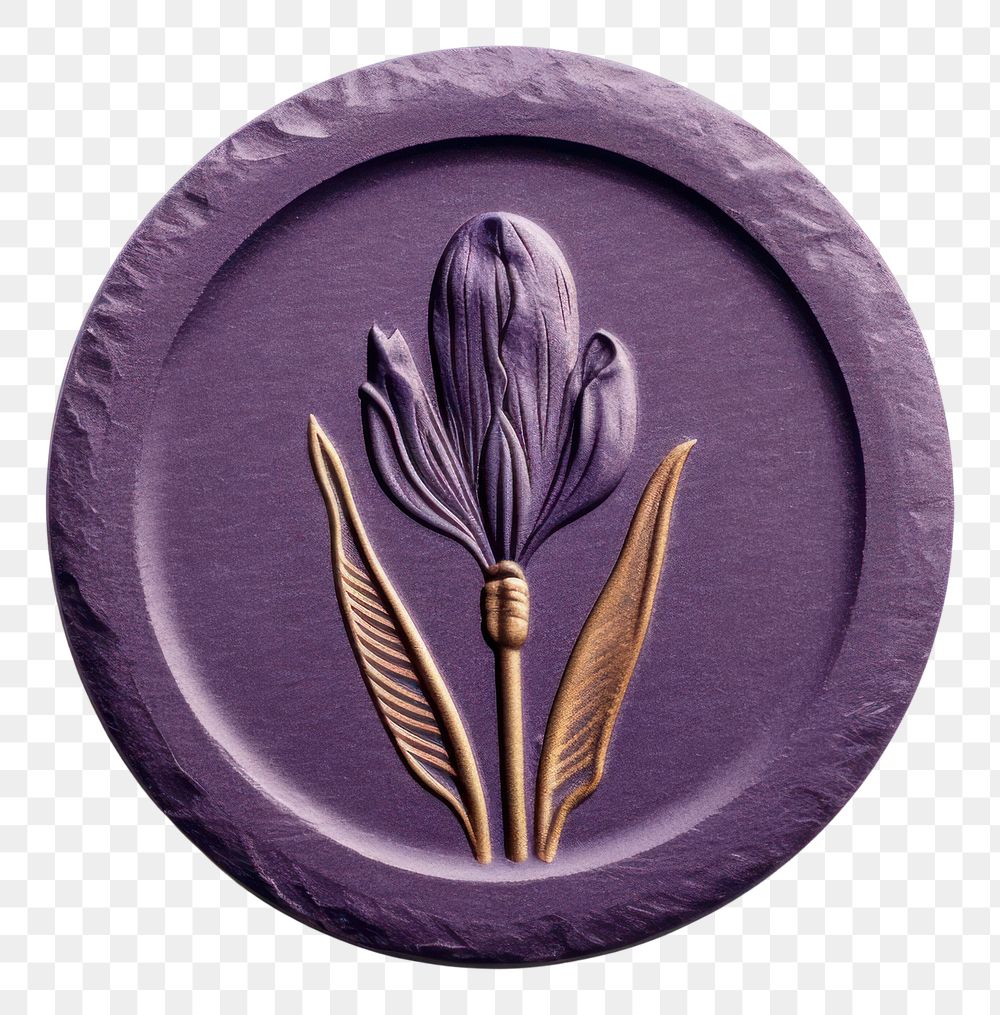 PNG  Seal Wax Stamp of an iris purple flower shape