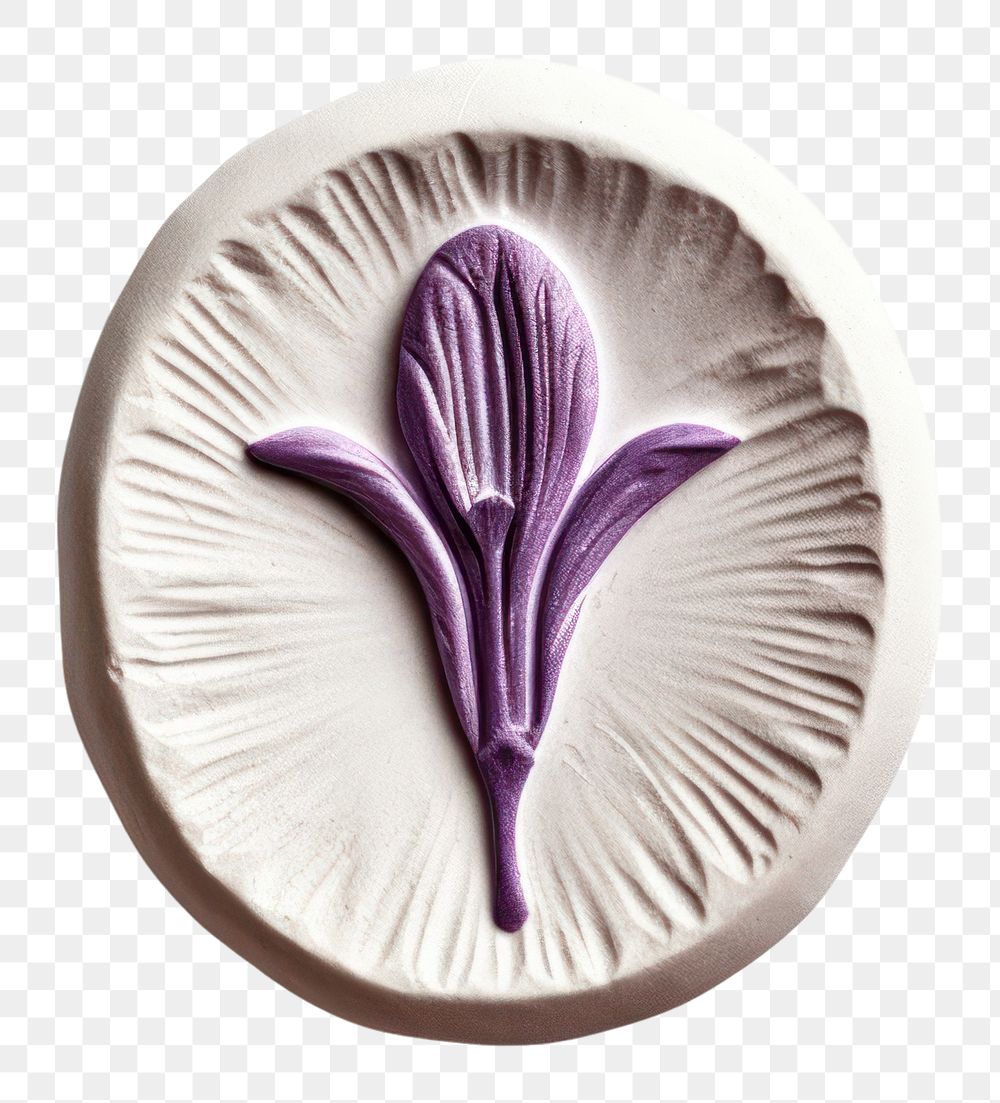 PNG  Seal Wax Stamp of an iris purple food white background.