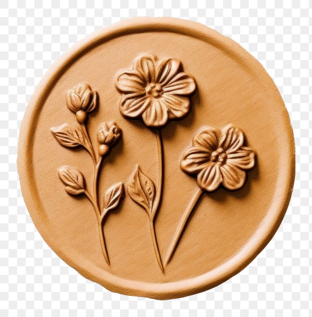 PNG  Seal Wax Stamp of flower white background confectionery accessories.