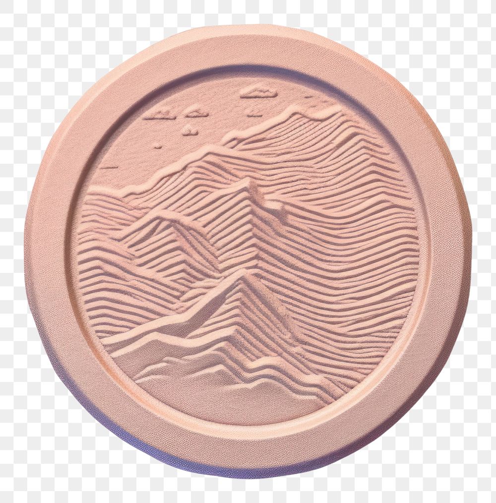 PNG  Seal Wax Stamp of hills shape money coin.
