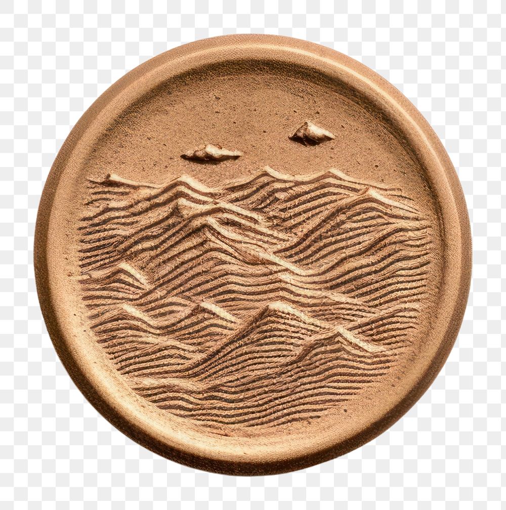 PNG  Seal Wax Stamp of hills shape money coin.