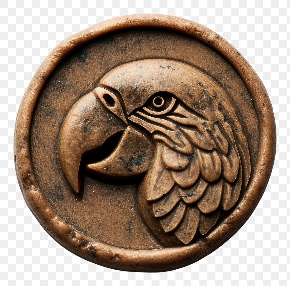 PNG  Seal Wax Stamp parrot head jewelry locket bronze.