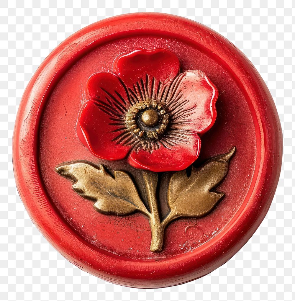 PNG  Seal Wax Stamp poppy white background accessories creativity.