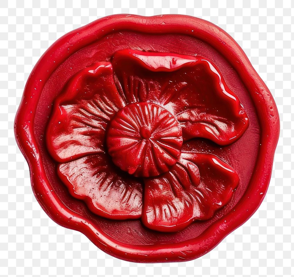 PNG  Seal Wax Stamp poppy food white background accessories.