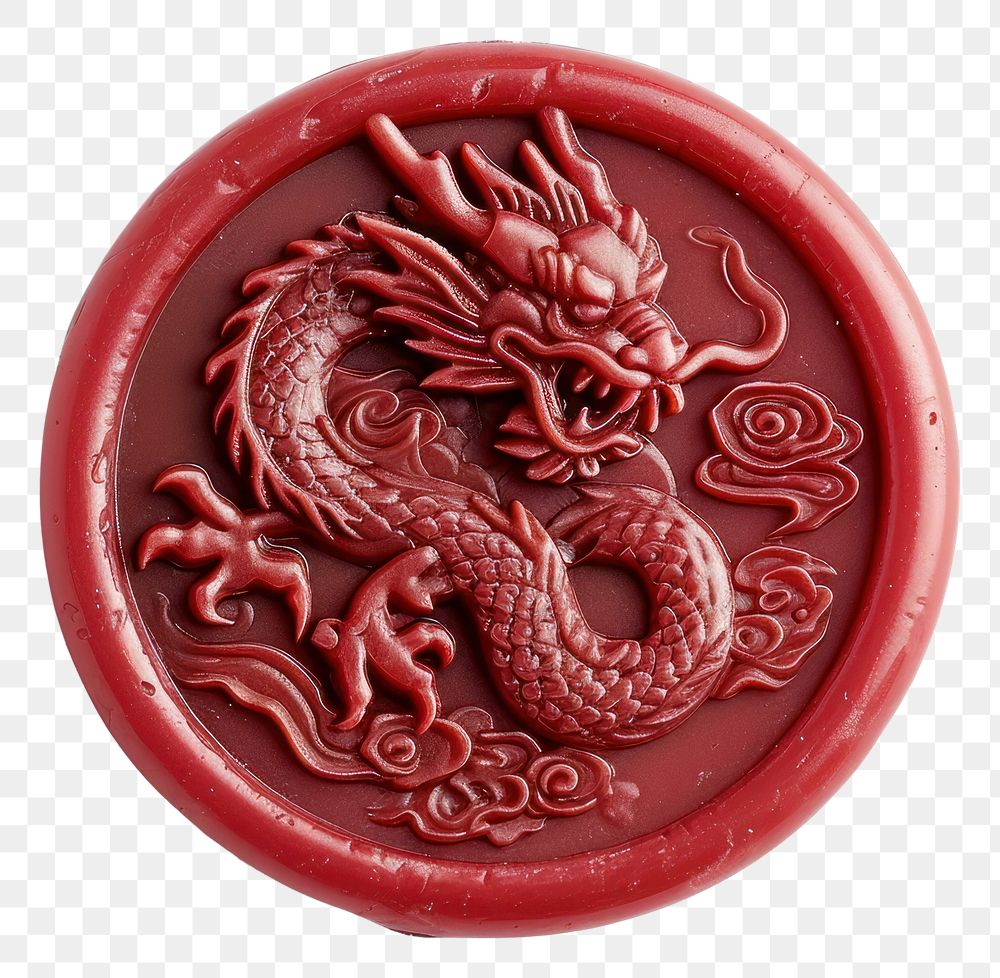 PNG  Seal Wax Stamp red chinese dragon representation creativity jewelry