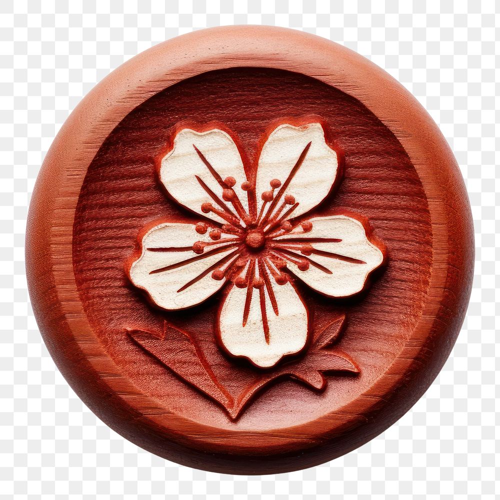 PNG  Seal Wax Stamp sakura flower white background accessories creativity.