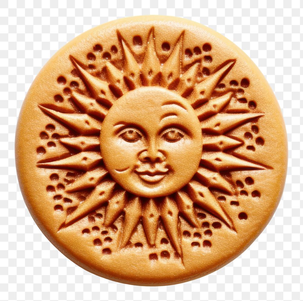 PNG  Seal Wax Stamp sun and moon face food white background.