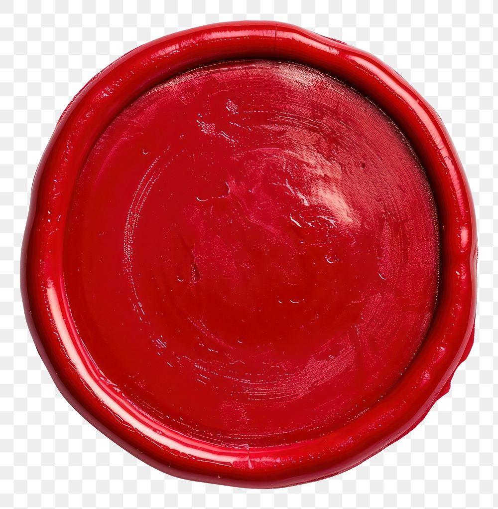 PNG  Shiny plain red Seal Wax stamp white background dishware ketchup.