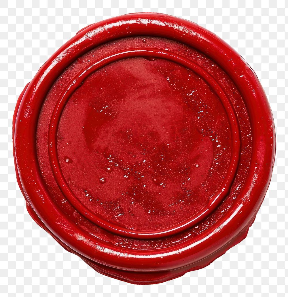 PNG  Shiny plain red Seal Wax stamp white background ketchup circle.