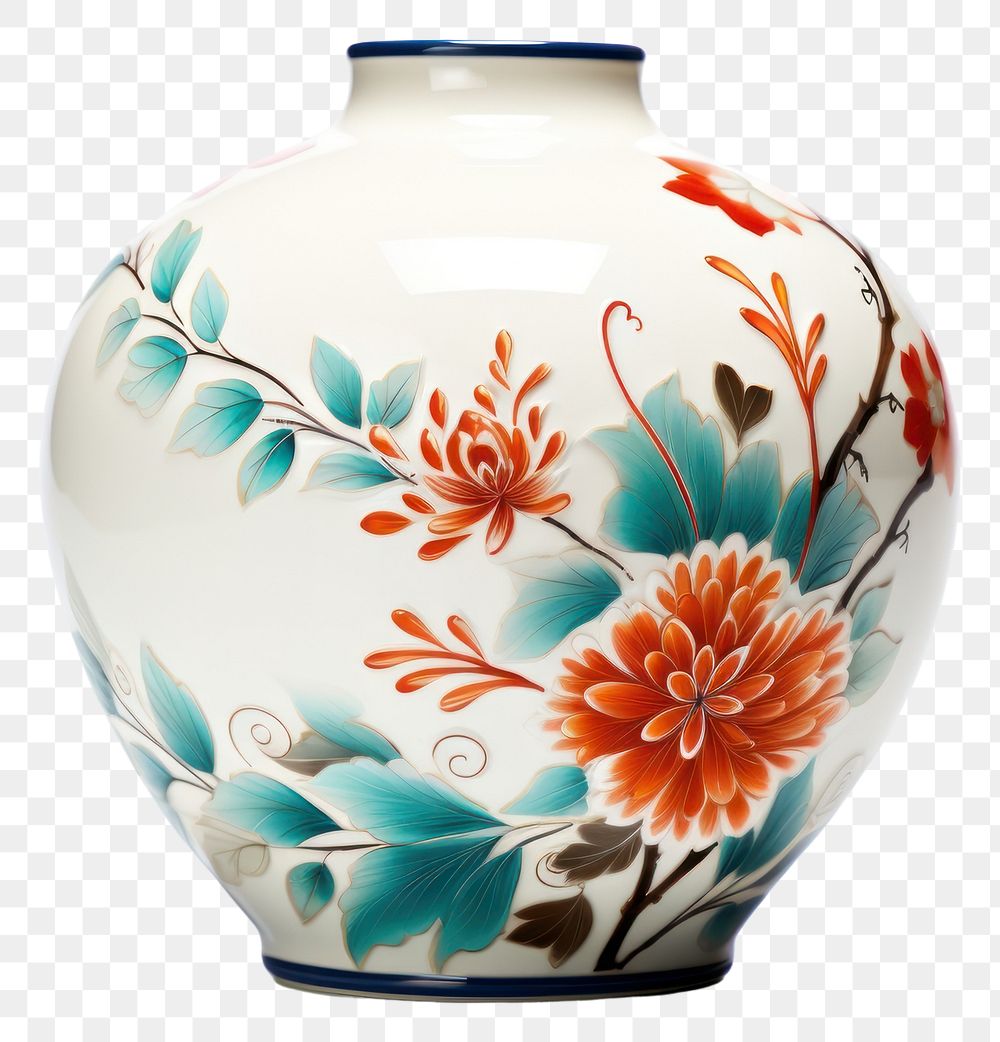 PNG  Flower vase porcelain pottery art. AI generated Image by rawpixel.
