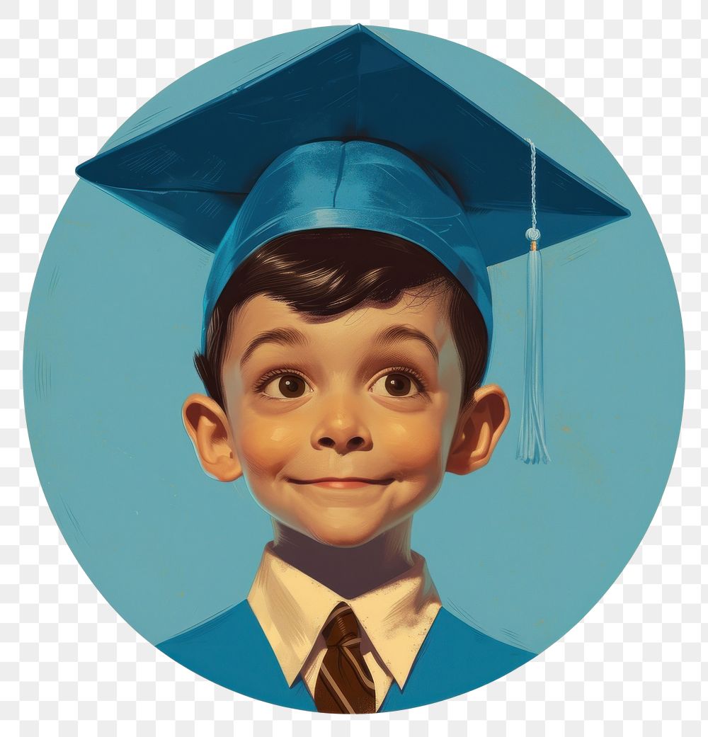 PNG Little boy wearing Graduation hat graduation portrait representation.