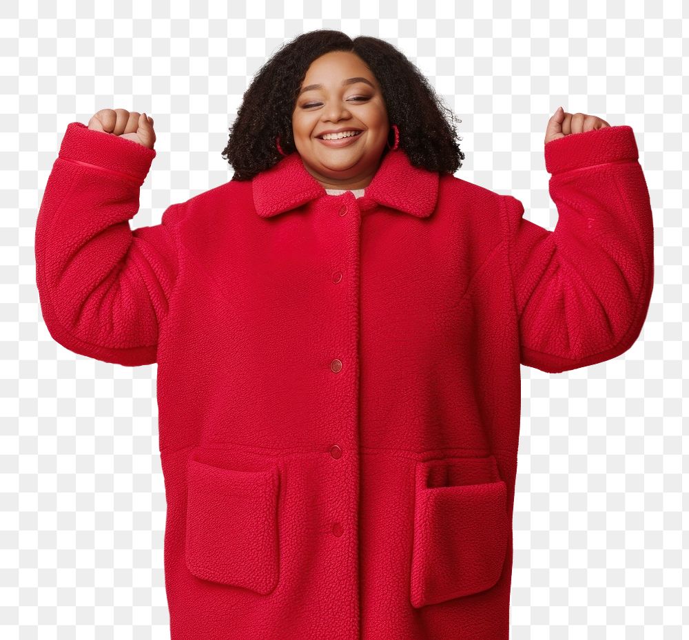 PNG Cool chubby young black woman with fashionable clothing style full body on colored background adult smile coat.