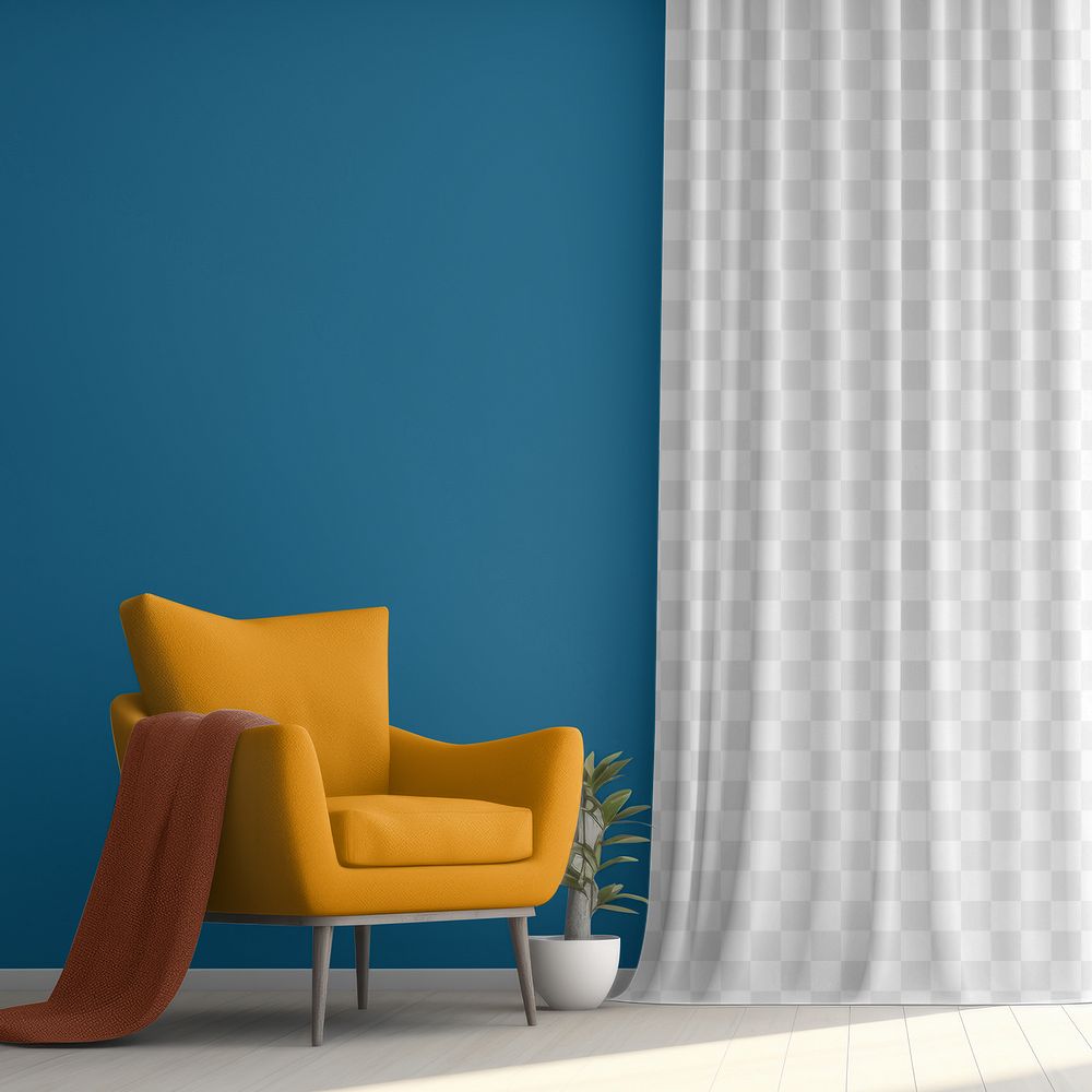 Curtain png mockup, transparent design