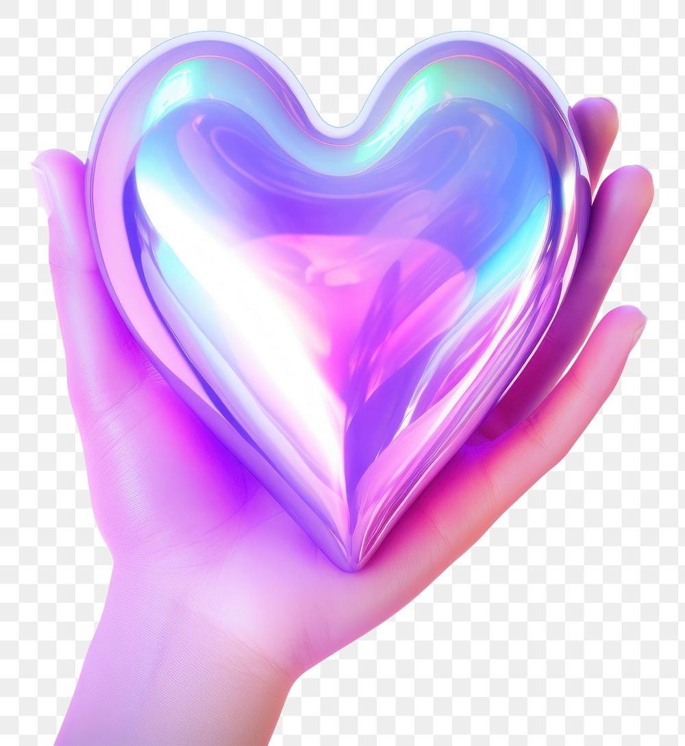PNG Heart holding purple finger.