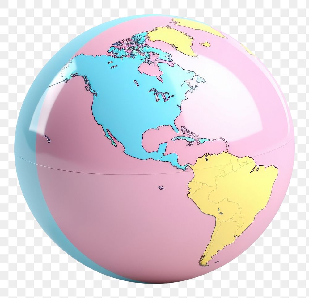 PNG  Pastel 3D objects globe sphere circle.