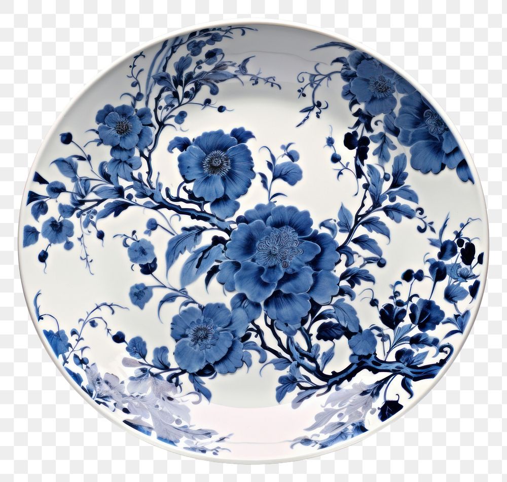PNG A plate porcelain blue food. AI generated Image by rawpixel.