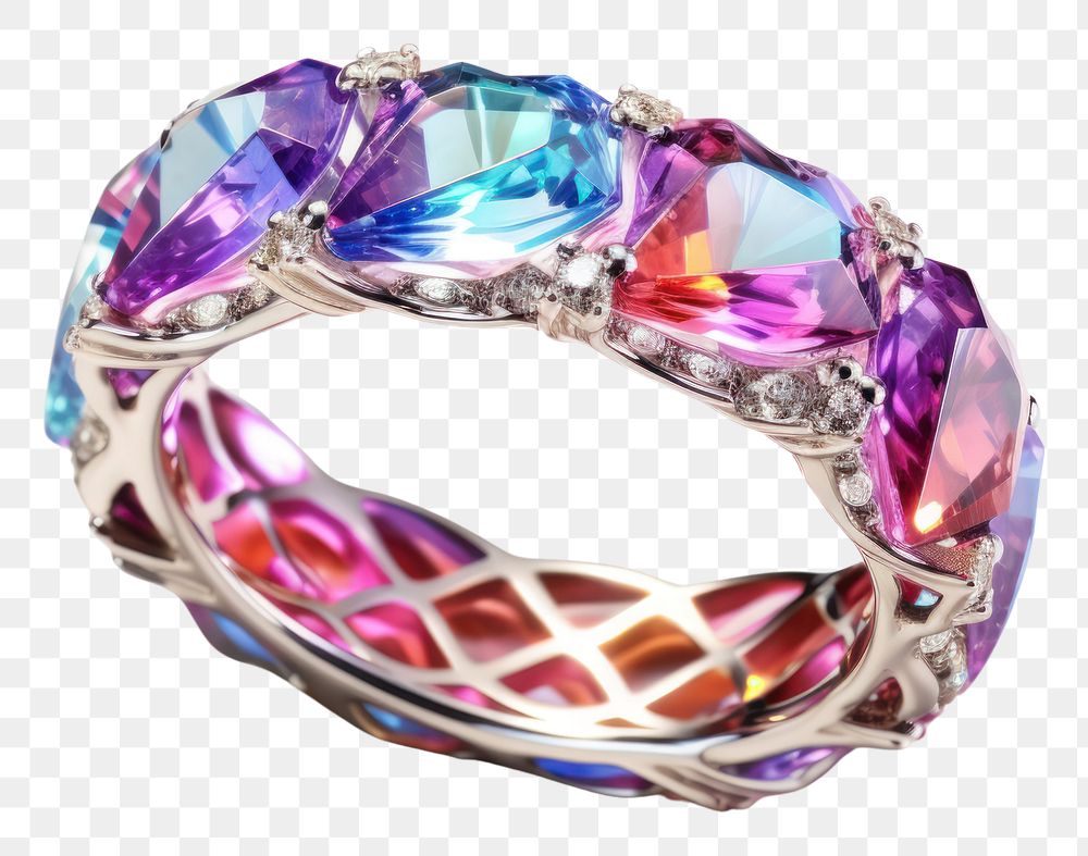 PNG Rainbow ring gemstone crystal amethyst.