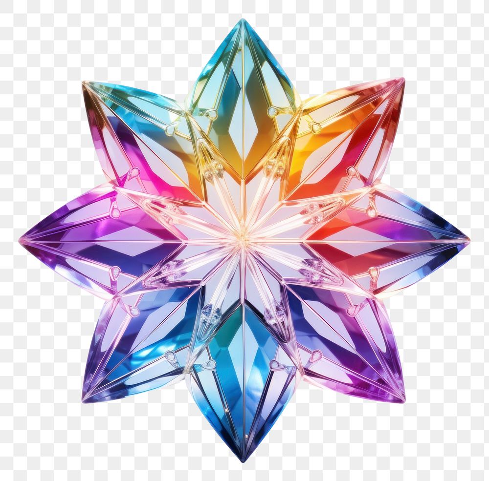 PNG Rainbow snowflake crystal gemstone jewelry.