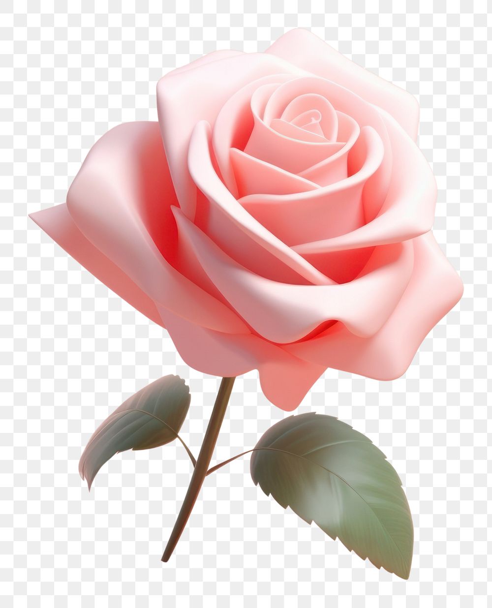 PNG 3d render icon of rose flower plant inflorescence.