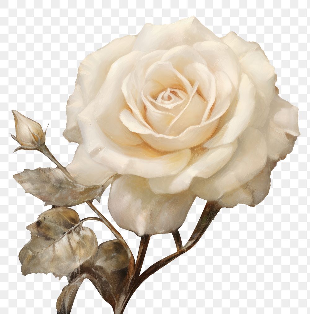 PNG  White rose frame blossom flower plant. AI generated Image by rawpixel.