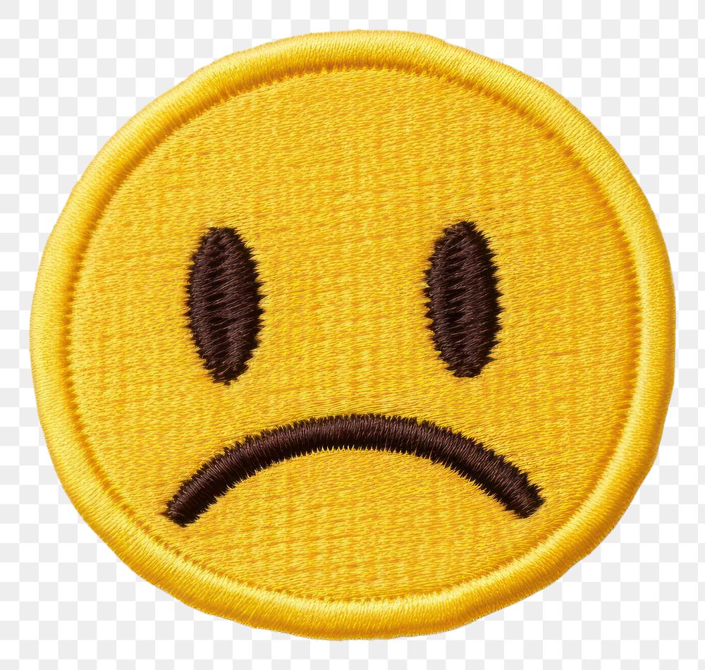 PNG  Sad emoji white background anthropomorphic representation.