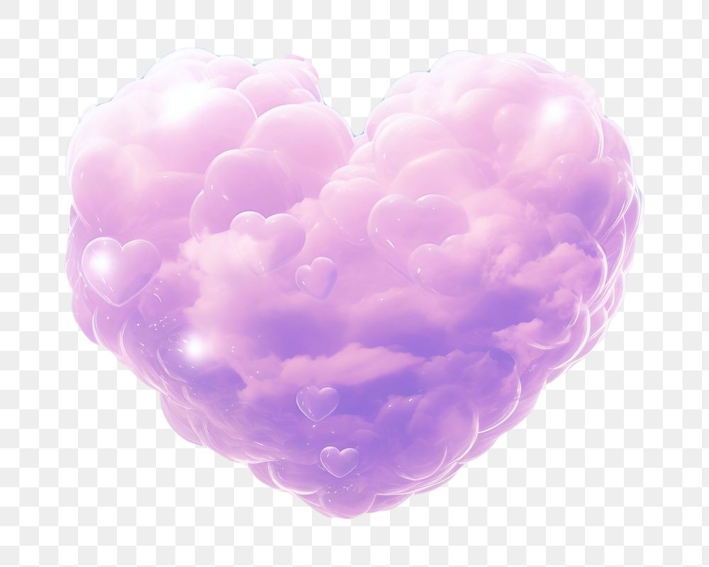 PNG  Cloud and heart purple softness balloon. AI generated Image by rawpixel.