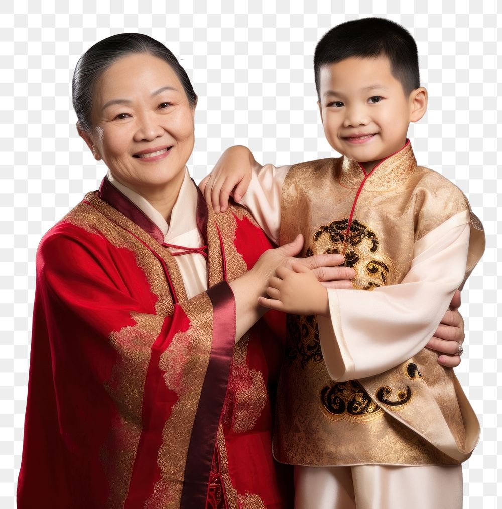 PNG  Happy chinese grandma and grandson family adult togetherness. AI generated Image by rawpixel.