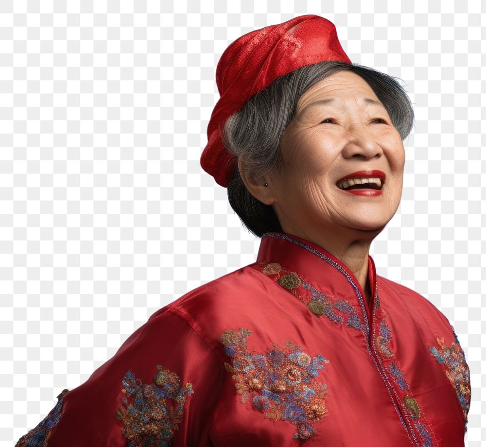 PNG  Happy chinese grandma laughing adult smile. AI generated Image by rawpixel.