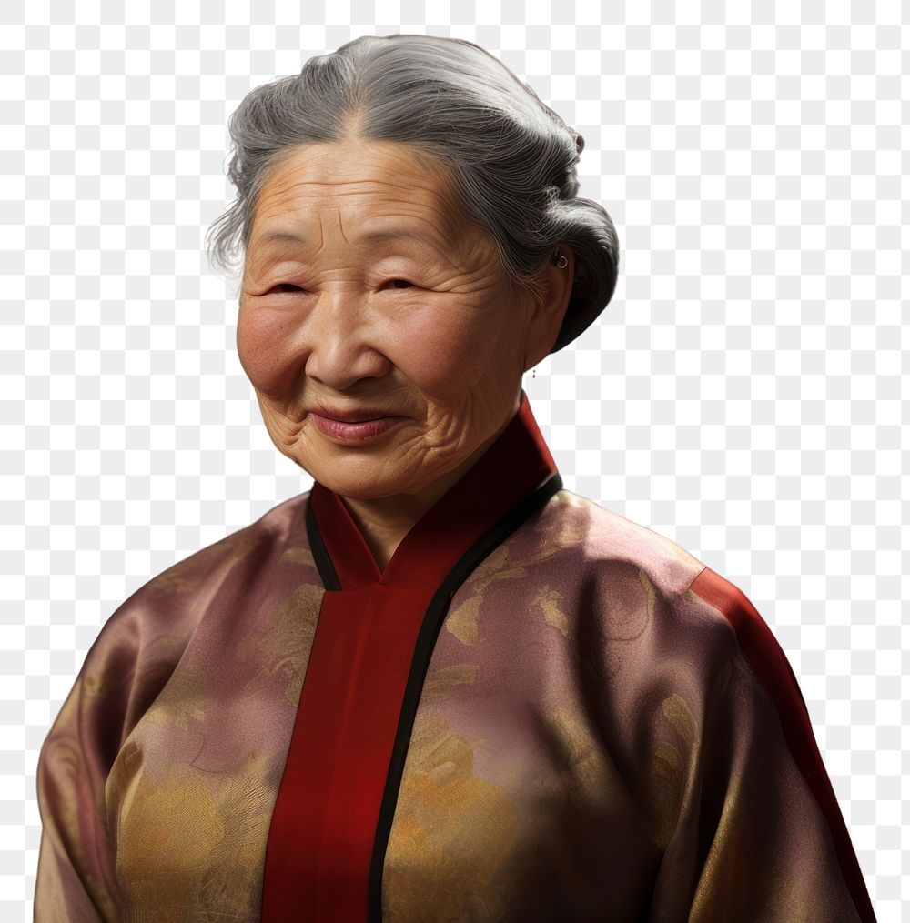 PNG  Happy chinese grandma adult happiness portrait. AI generated Image by rawpixel.