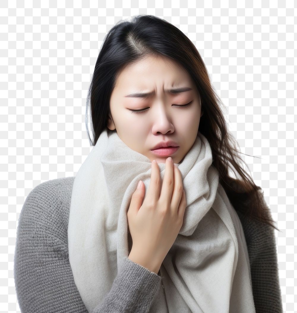PNG Asian Female coughing Sickness female adult pain.