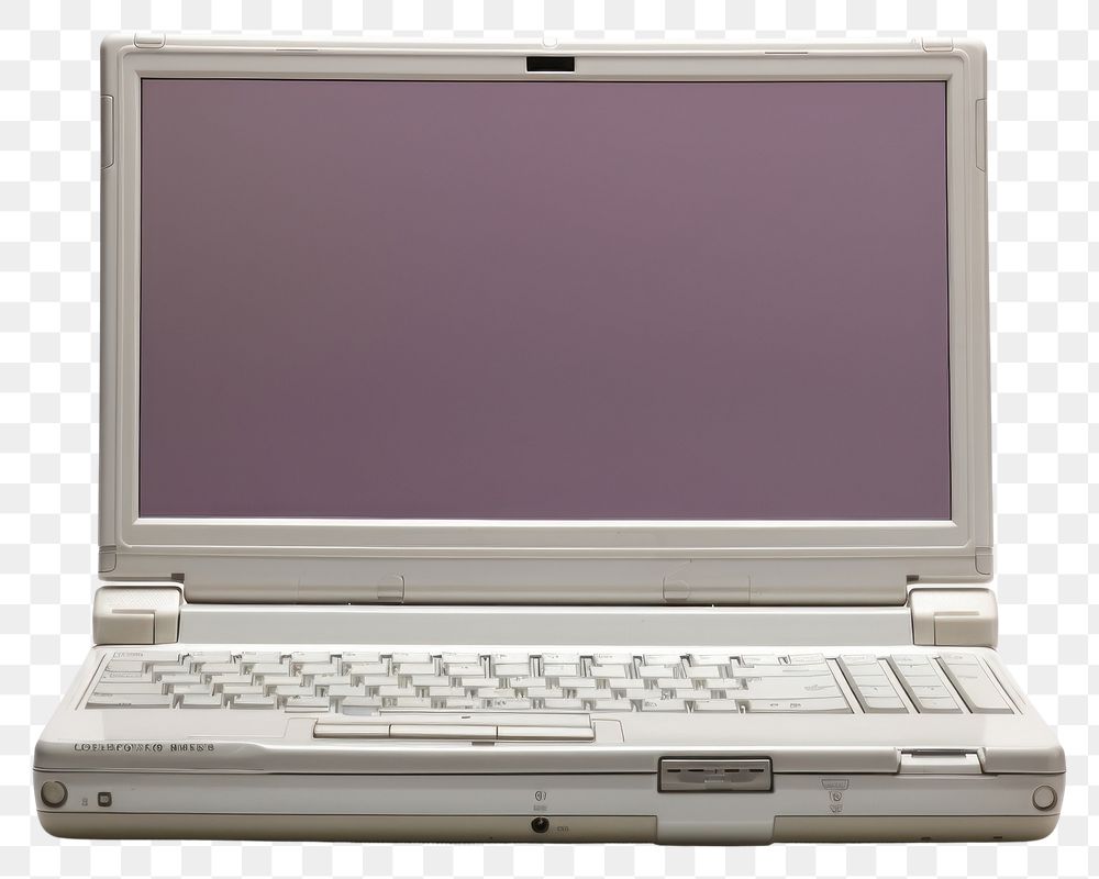 PNG  Y2K Laptop with blank screen laptop computer white background.