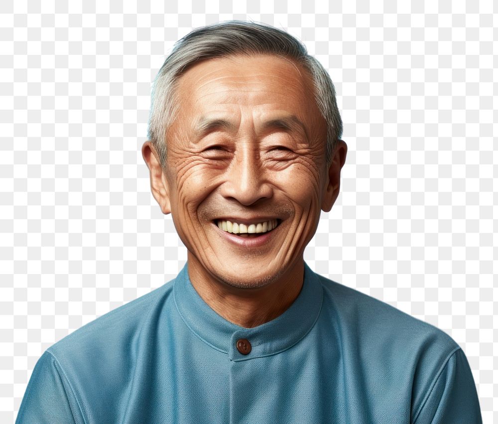 PNG Chinese Grandfather smiling face portrait laughing adult.