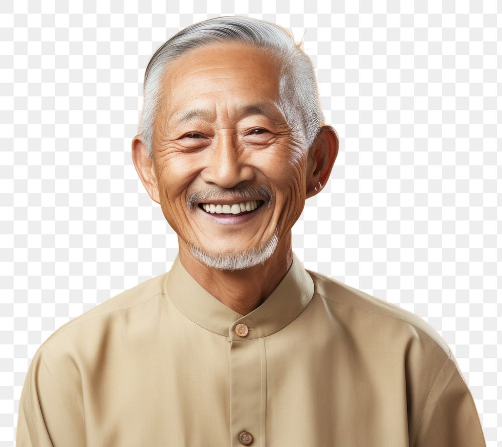 PNG Chinese Grandfather smiling face portrait laughing adult.