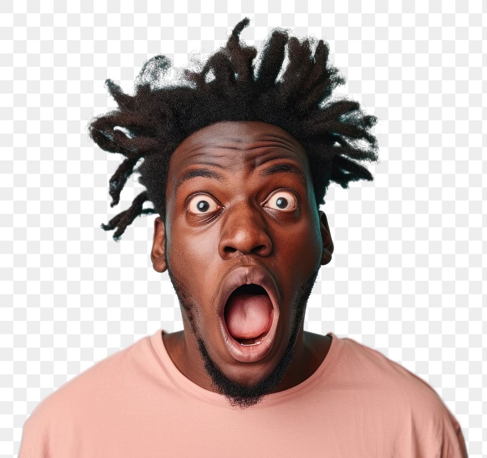 PNG American African surprised face expression shouting portrait adult.