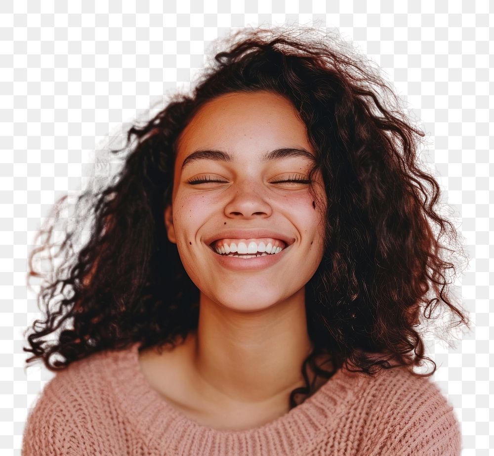 PNG American woman happy face laughing portrait smile.
